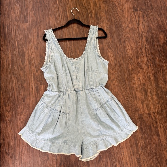 Free people soft denim romper - Picture 3 of 9